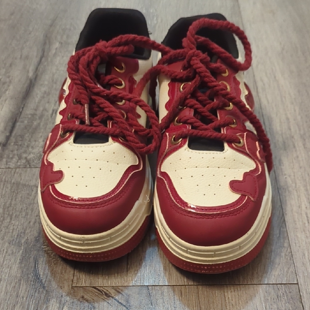 Red and White Heart Sneakers - Picture 3 of 7
